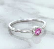 Load image into Gallery viewer, 0.19ct Round Pink Sapphire Ring in 14K White Gold