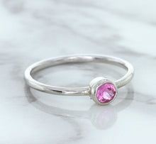 Load image into Gallery viewer, 0.19ct Round Pink Sapphire Ring in 14K White Gold