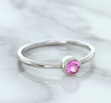 Load image into Gallery viewer, 0.19ct Round Pink Sapphire Ring in 14K White Gold