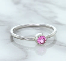 Load image into Gallery viewer, 0.19ct Round Pink Sapphire Ring in 14K White Gold