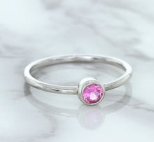Load image into Gallery viewer, 0.19ct Round Pink Sapphire Ring in 14K White Gold