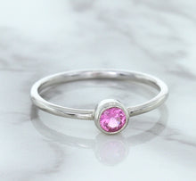 Load image into Gallery viewer, 0.19ct Round Pink Sapphire Ring in 14K White Gold