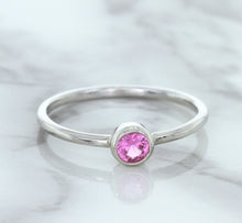 Load image into Gallery viewer, 0.19ct Round Pink Sapphire Ring in 14K White Gold