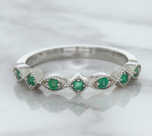 Load image into Gallery viewer, 0.21ctw Emerald Alternating Marquise Ring in 14K White Gold