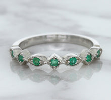 Load image into Gallery viewer, 0.21ctw Emerald Alternating Marquise Ring in 14K White Gold