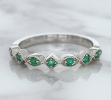 Load image into Gallery viewer, 0.21ctw Emerald Alternating Marquise Ring in 14K White Gold