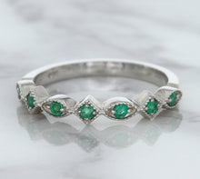 Load image into Gallery viewer, 0.21ctw Emerald Alternating Marquise Ring in 14K White Gold