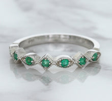 Load image into Gallery viewer, 0.21ctw Emerald Alternating Marquise Ring in 14K White Gold