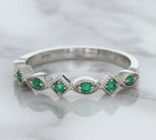 Load image into Gallery viewer, 0.21ctw Emerald Alternating Marquise Ring in 14K White Gold