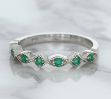 Load image into Gallery viewer, 0.21ctw Emerald Alternating Marquise Ring in 14K White Gold