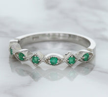 Load image into Gallery viewer, 0.21ctw Emerald Alternating Marquise Ring in 14K White Gold