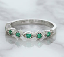 Load image into Gallery viewer, 0.21ctw Emerald Alternating Marquise Ring in 14K White Gold