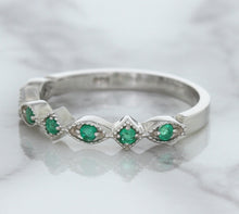 Load image into Gallery viewer, 0.21ctw Emerald Alternating Marquise Ring in 14K White Gold