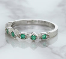 Load image into Gallery viewer, 0.21ctw Emerald Alternating Marquise Ring in 14K White Gold