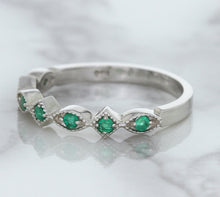 Load image into Gallery viewer, 0.21ctw Emerald Alternating Marquise Ring in 14K White Gold