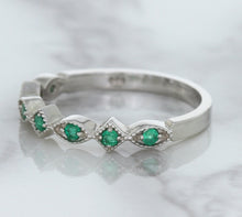 Load image into Gallery viewer, 0.21ctw Emerald Alternating Marquise Ring in 14K White Gold