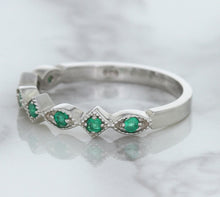 Load image into Gallery viewer, 0.21ctw Emerald Alternating Marquise Ring in 14K White Gold