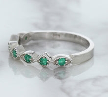Load image into Gallery viewer, 0.21ctw Emerald Alternating Marquise Ring in 14K White Gold