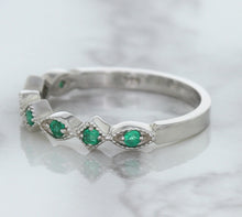 Load image into Gallery viewer, 0.21ctw Emerald Alternating Marquise Ring in 14K White Gold