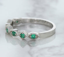 Load image into Gallery viewer, 0.21ctw Emerald Alternating Marquise Ring in 14K White Gold