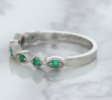 Load image into Gallery viewer, 0.21ctw Emerald Alternating Marquise Ring in 14K White Gold