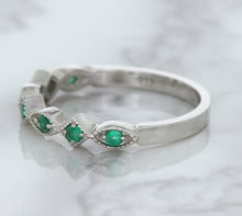 Load image into Gallery viewer, 0.21ctw Emerald Alternating Marquise Ring in 14K White Gold