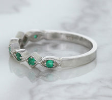 Load image into Gallery viewer, 0.21ctw Emerald Alternating Marquise Ring in 14K White Gold