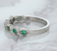 Load image into Gallery viewer, 0.21ctw Emerald Alternating Marquise Ring in 14K White Gold