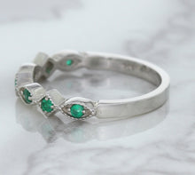 Load image into Gallery viewer, 0.21ctw Emerald Alternating Marquise Ring in 14K White Gold