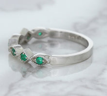 Load image into Gallery viewer, 0.21ctw Emerald Alternating Marquise Ring in 14K White Gold