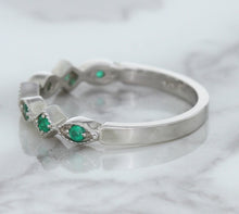 Load image into Gallery viewer, 0.21ctw Emerald Alternating Marquise Ring in 14K White Gold