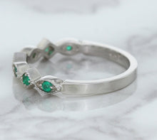 Load image into Gallery viewer, 0.21ctw Emerald Alternating Marquise Ring in 14K White Gold