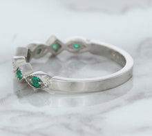 Load image into Gallery viewer, 0.21ctw Emerald Alternating Marquise Ring in 14K White Gold