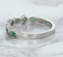 Load image into Gallery viewer, 0.21ctw Emerald Alternating Marquise Ring in 14K White Gold
