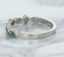 Load image into Gallery viewer, 0.21ctw Emerald Alternating Marquise Ring in 14K White Gold