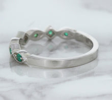 Load image into Gallery viewer, 0.21ctw Emerald Alternating Marquise Ring in 14K White Gold
