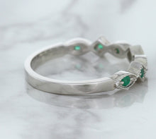 Load image into Gallery viewer, 0.21ctw Emerald Alternating Marquise Ring in 14K White Gold