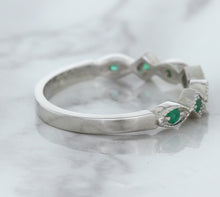 Load image into Gallery viewer, 0.21ctw Emerald Alternating Marquise Ring in 14K White Gold