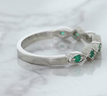 Load image into Gallery viewer, 0.21ctw Emerald Alternating Marquise Ring in 14K White Gold