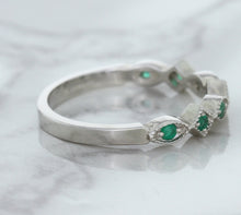 Load image into Gallery viewer, 0.21ctw Emerald Alternating Marquise Ring in 14K White Gold