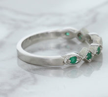 Load image into Gallery viewer, 0.21ctw Emerald Alternating Marquise Ring in 14K White Gold