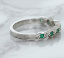 Load image into Gallery viewer, 0.21ctw Emerald Alternating Marquise Ring in 14K White Gold