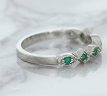 Load image into Gallery viewer, 0.21ctw Emerald Alternating Marquise Ring in 14K White Gold