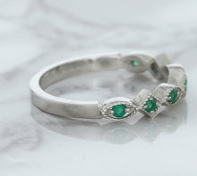 Load image into Gallery viewer, 0.21ctw Emerald Alternating Marquise Ring in 14K White Gold