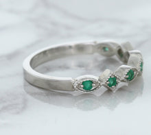 Load image into Gallery viewer, 0.21ctw Emerald Alternating Marquise Ring in 14K White Gold