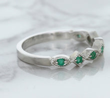 Load image into Gallery viewer, 0.21ctw Emerald Alternating Marquise Ring in 14K White Gold