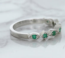Load image into Gallery viewer, 0.21ctw Emerald Alternating Marquise Ring in 14K White Gold