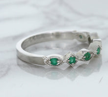Load image into Gallery viewer, 0.21ctw Emerald Alternating Marquise Ring in 14K White Gold