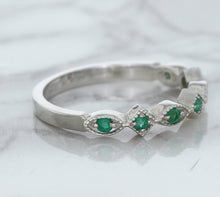 Load image into Gallery viewer, 0.21ctw Emerald Alternating Marquise Ring in 14K White Gold