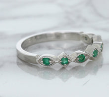 Load image into Gallery viewer, 0.21ctw Emerald Alternating Marquise Ring in 14K White Gold